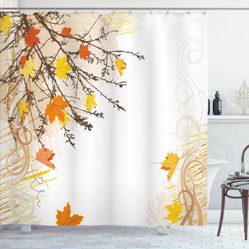 Maple Leaves in Autumn Shower Curtain