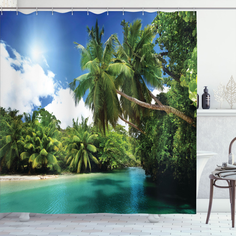Mahe Island Lake Palms Shower Curtain