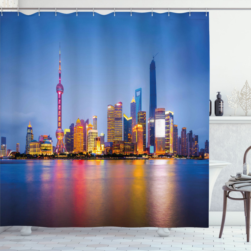 Shanghai City Skyline Shower Curtain