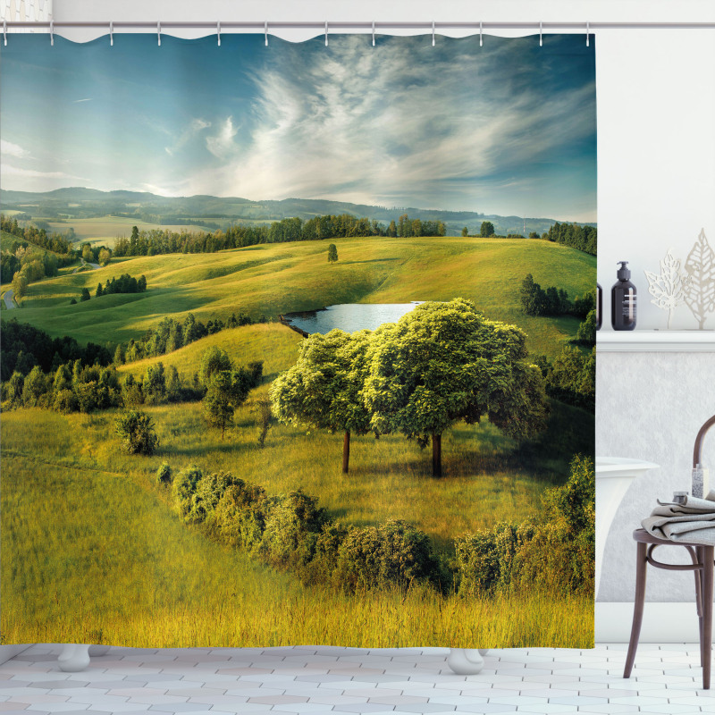Countryside Forest Lake Shower Curtain