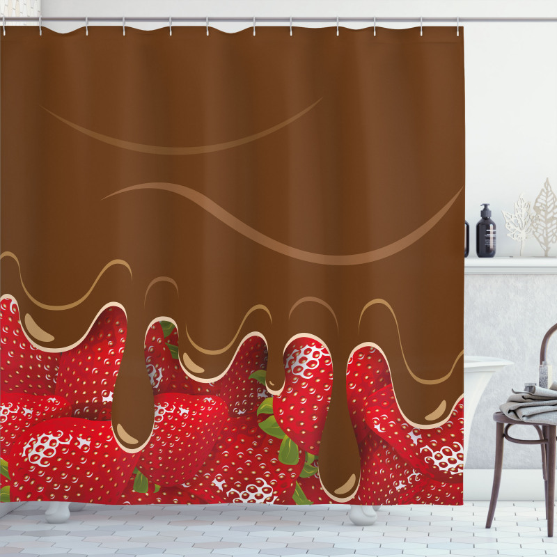 Strawberries Chocolate Shower Curtain