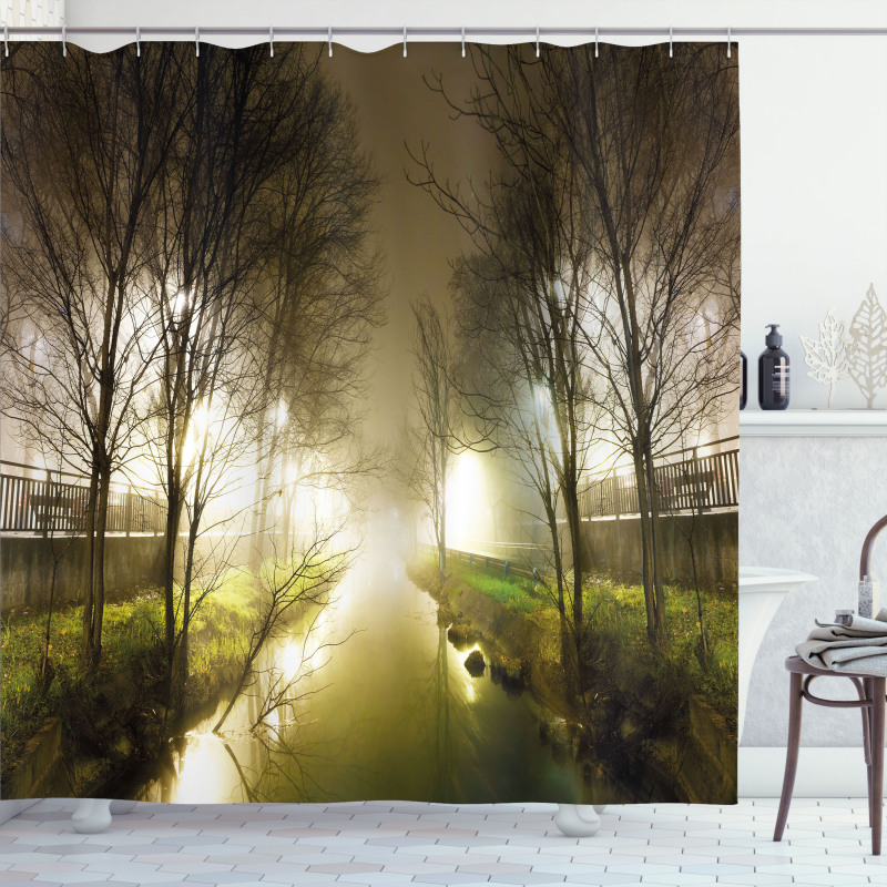 Water Channel Foggy City Shower Curtain