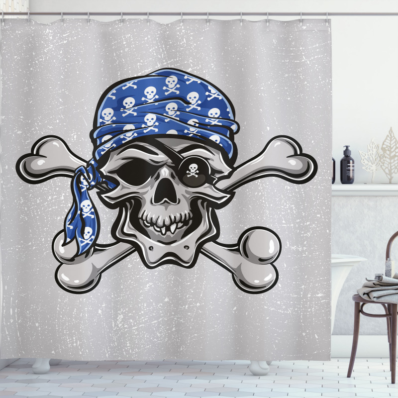 Pirate Evil Head Bones Shower Curtain