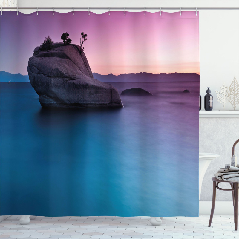 Bonsai Rock Lake Tahoe Shower Curtain