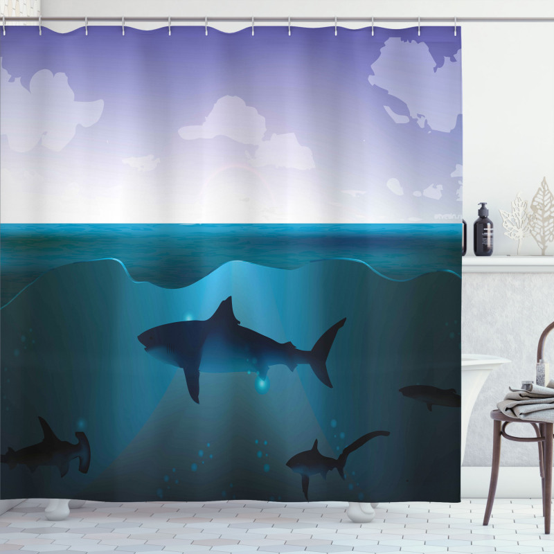Wild Sharks in Sea Shower Curtain