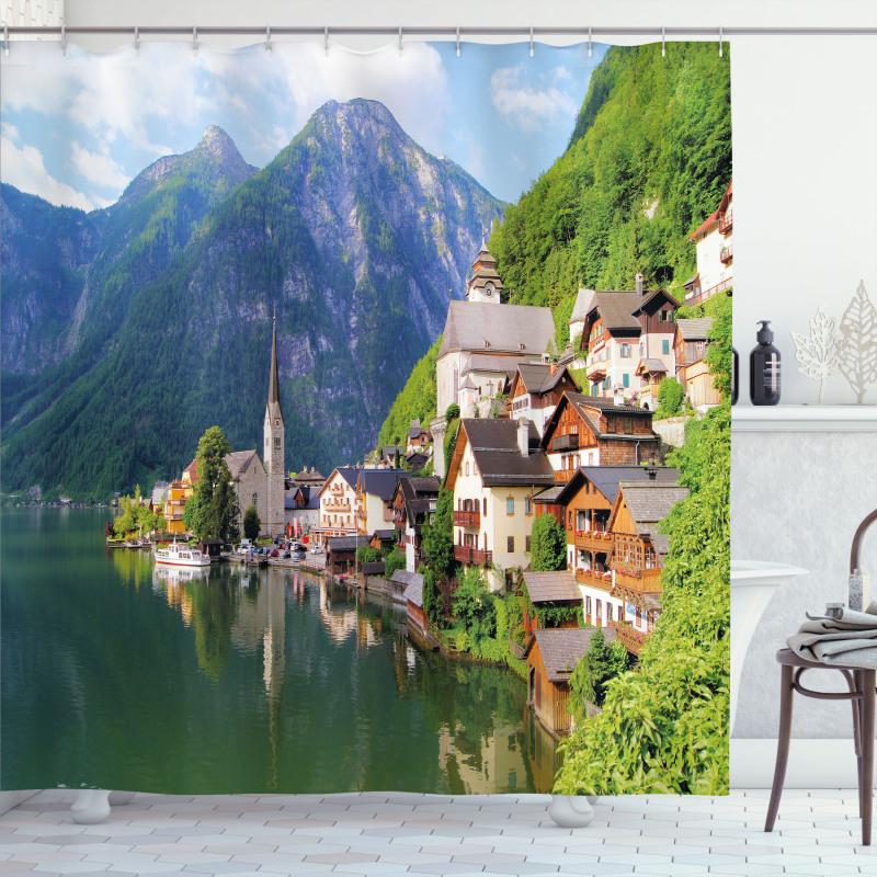 Alps Village Small Town Shower Curtain