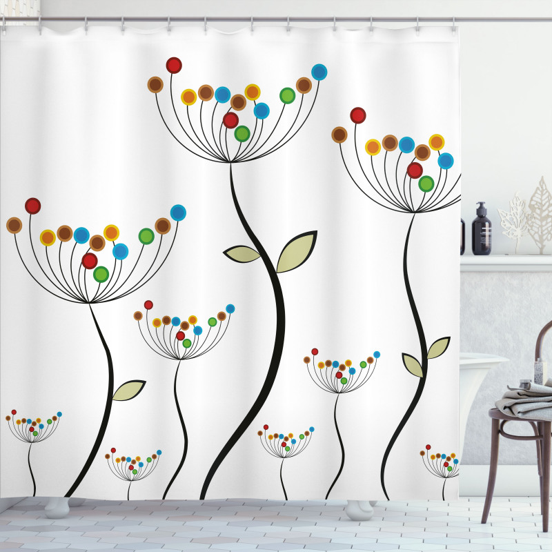 Dandelion Stems Buds Shower Curtain