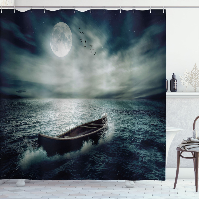 Boat in Ocean Shower Curtain