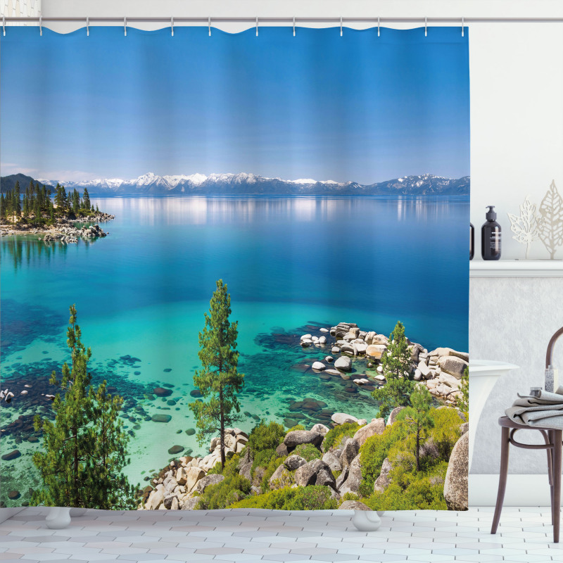 Tranquil Tahoe Shoreline Shower Curtain