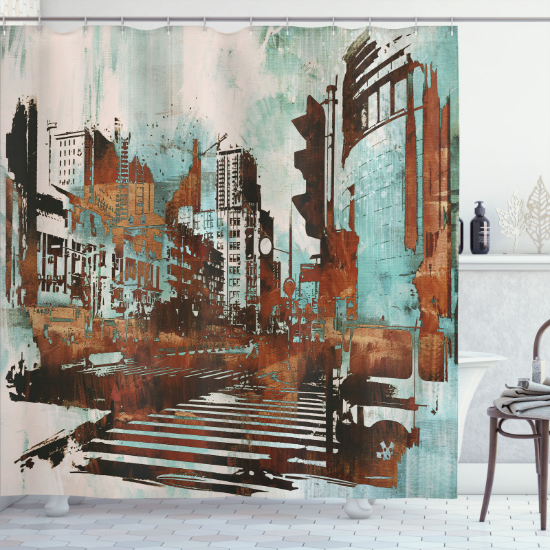 Urban Abstract Cityscape Shower Curtain