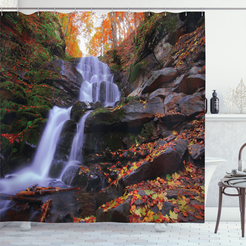 Mountain and Waterfall Shower Curtain