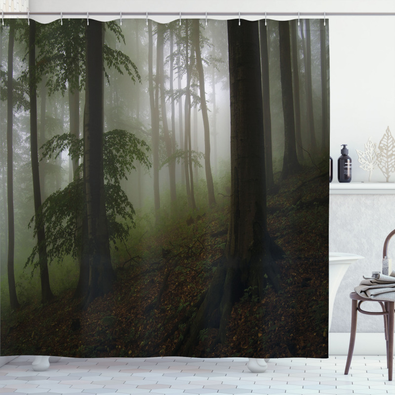 Mysterious Woods Foggy Shower Curtain