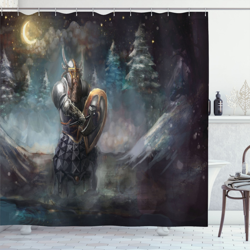 Medieval Dwarf Knight Shower Curtain