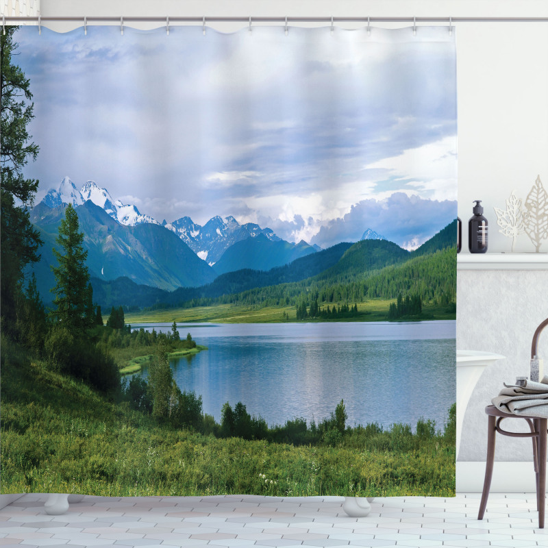 Snowy Belukha Peaks Shower Curtain