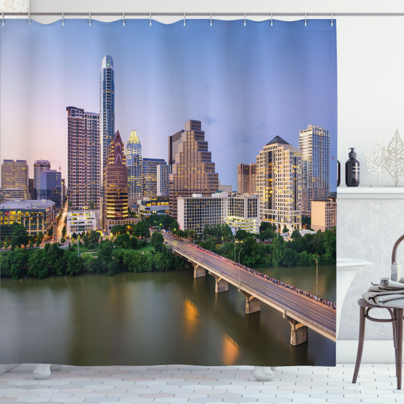 Autin Texas City Bridge Shower Curtain