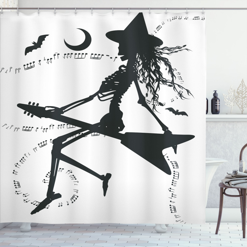 Witch on Guitar Shower Curtain