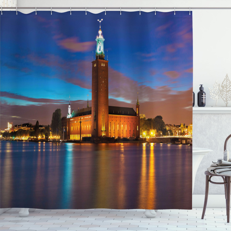 Stockholm Scenic Night Shower Curtain