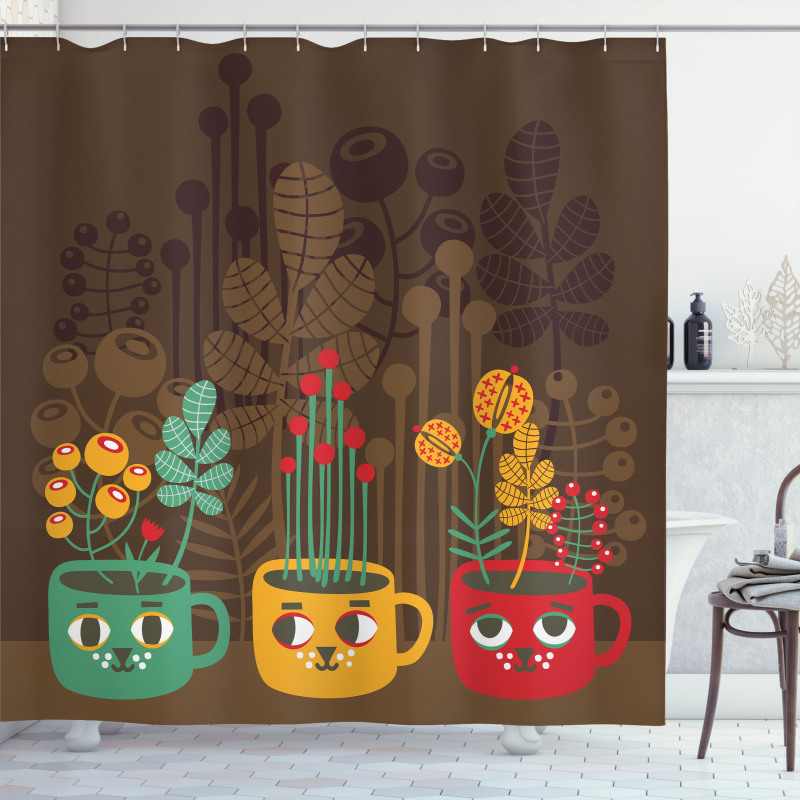 Plants in Cups Pottery Shower Curtain