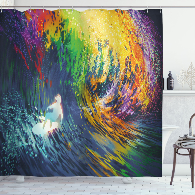 Exotic Surfer on Waves Shower Curtain