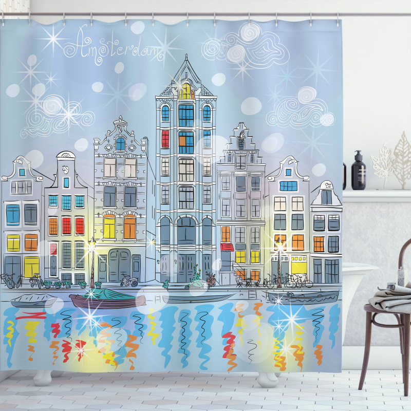 Amsterdam Canal Xmas Shower Curtain