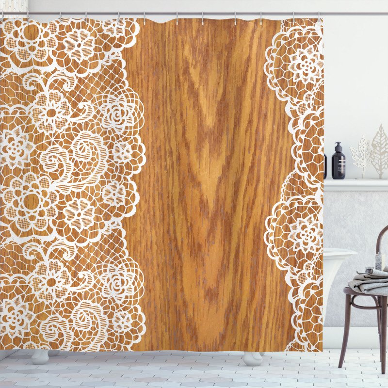 Lace Wooden Retro Shower Curtain