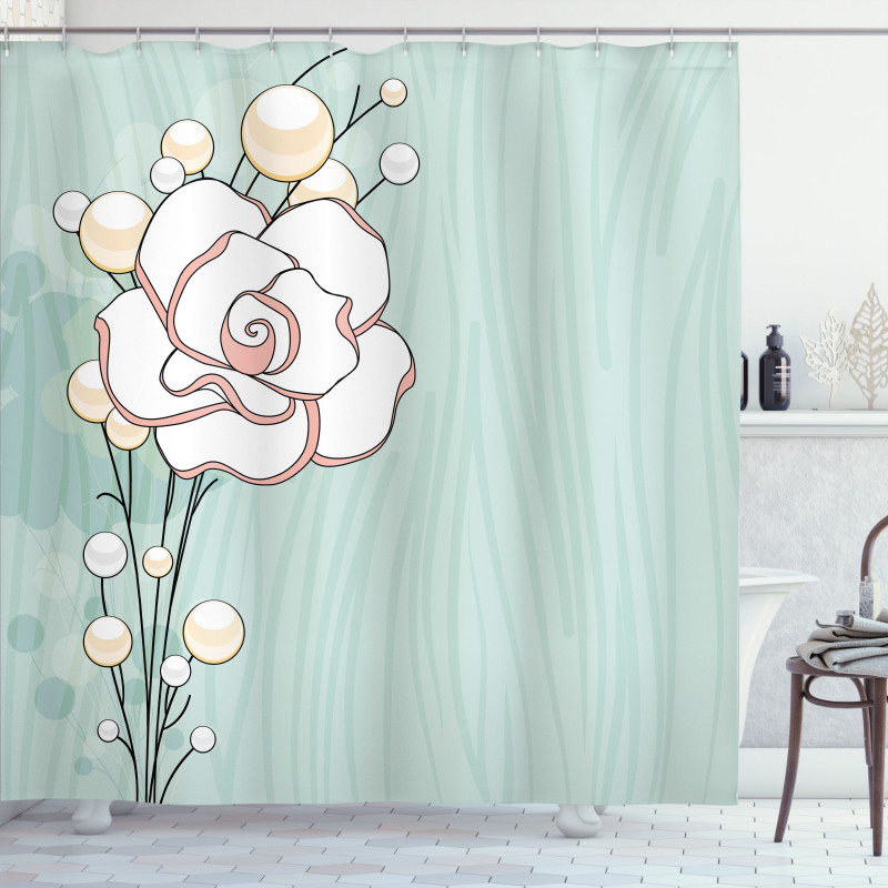 Romantic Rose Pearls Shower Curtain
