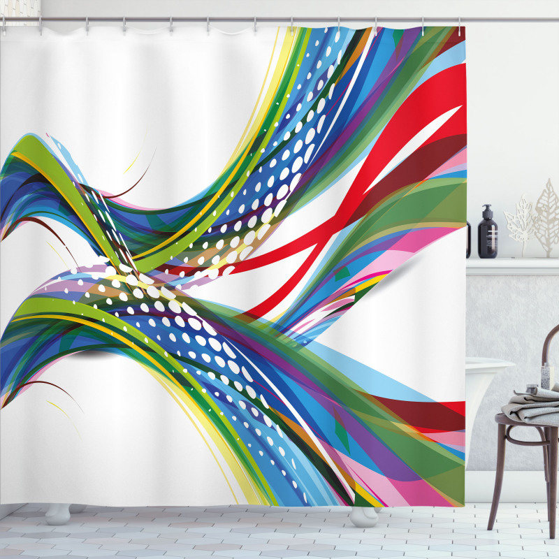 Abstract Wave Ombre Shower Curtain