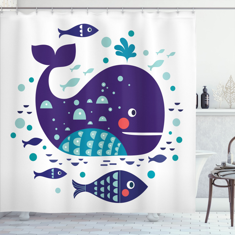 Ocean Cartoon Big Fish Shower Curtain