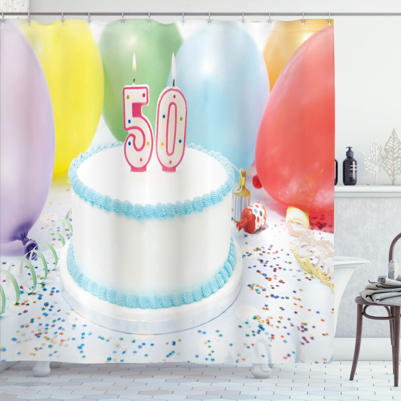 Age 50 Cake Party Shower Curtain