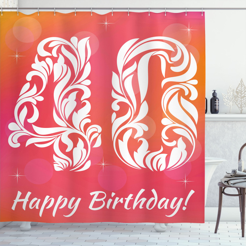 Happy Greeting Floral Shower Curtain