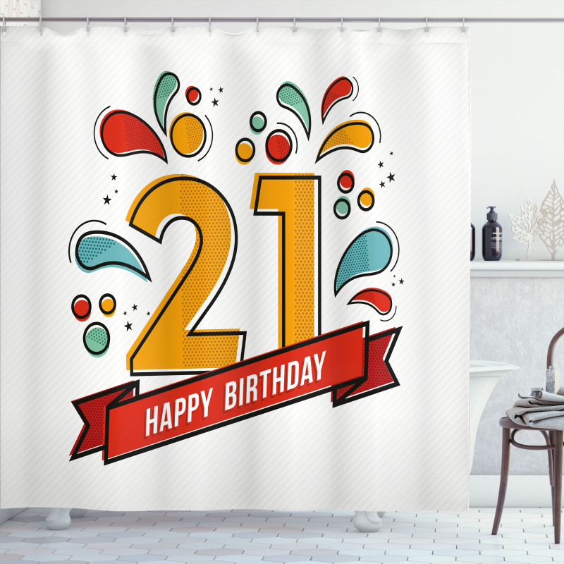 Digital 21 Birthday Shower Curtain