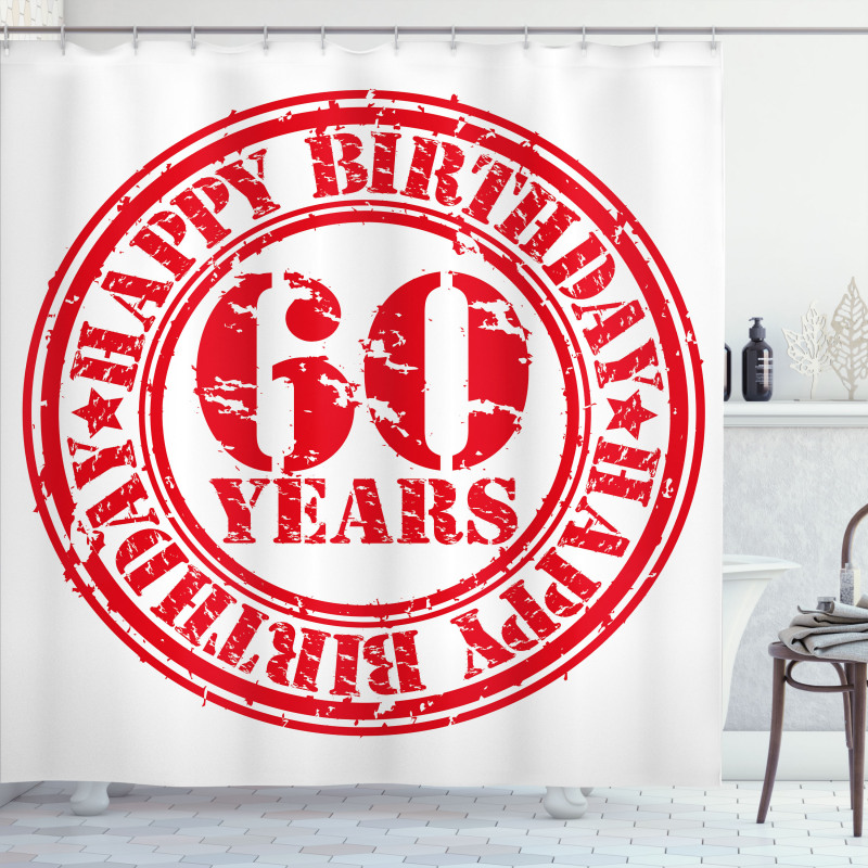 Birthday Stamp Slogan Shower Curtain