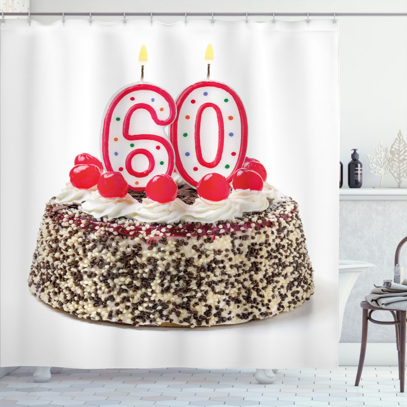 Party Cake Candle Shower Curtain