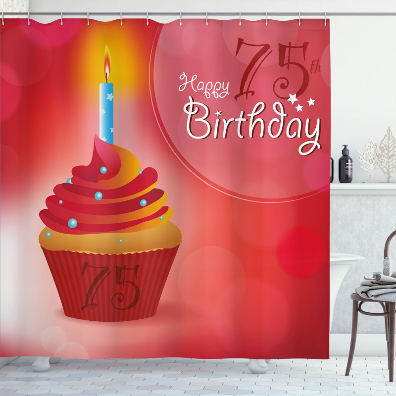 Starry Candle Cupcake Shower Curtain