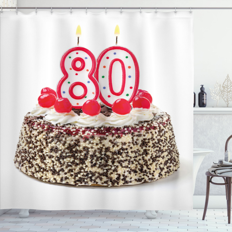 Party Cake Cherries Shower Curtain