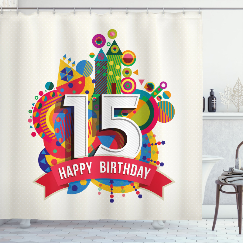 Birthday Fifteenth Shower Curtain