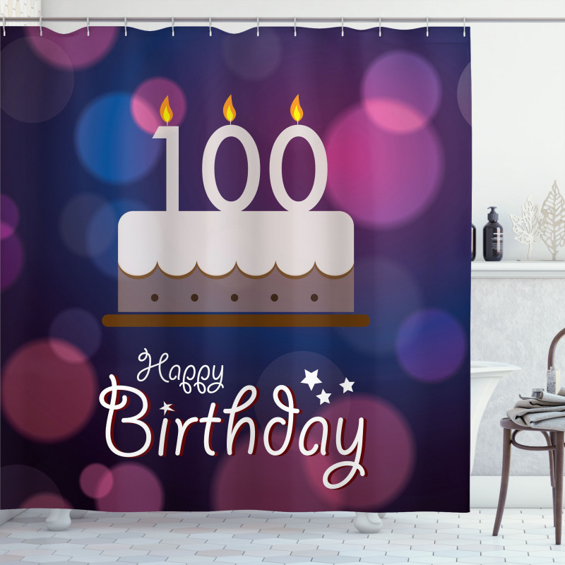 Cartoon Cake Candles Shower Curtain