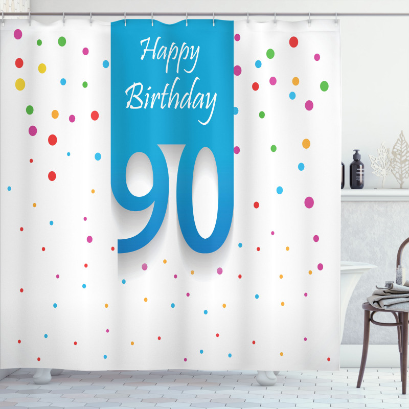 Age 90 Polka Dots Shower Curtain