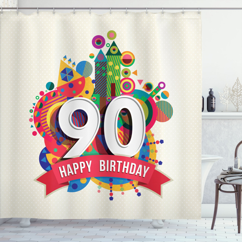 Funky Pop Birthday Shower Curtain