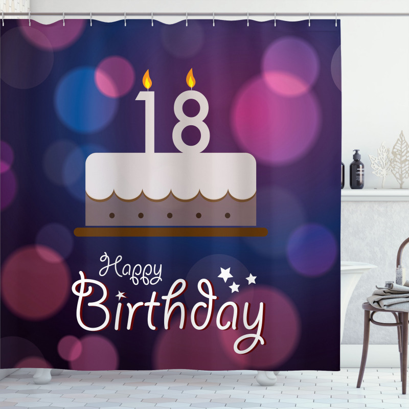 Cartoon Birthday Cake Shower Curtain