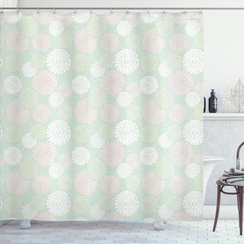 Pastel Dahlia Blossoms Shower Curtain