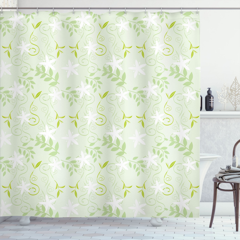 Swirls Floral Branches Shower Curtain