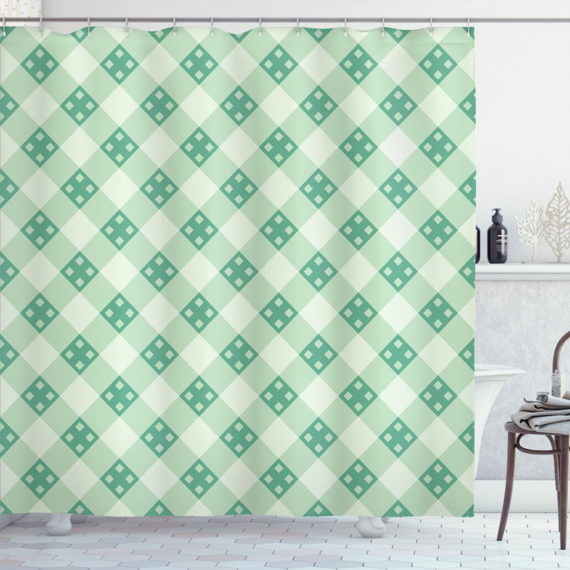 Striped Geometrical Tile Shower Curtain