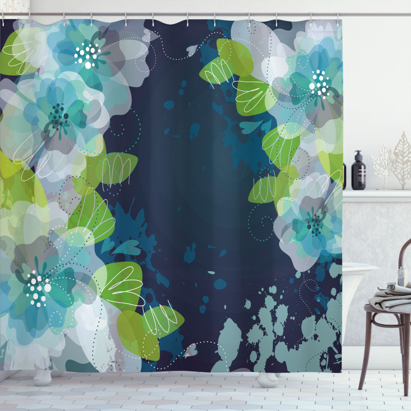 Grunge Abstract Flowers Shower Curtain