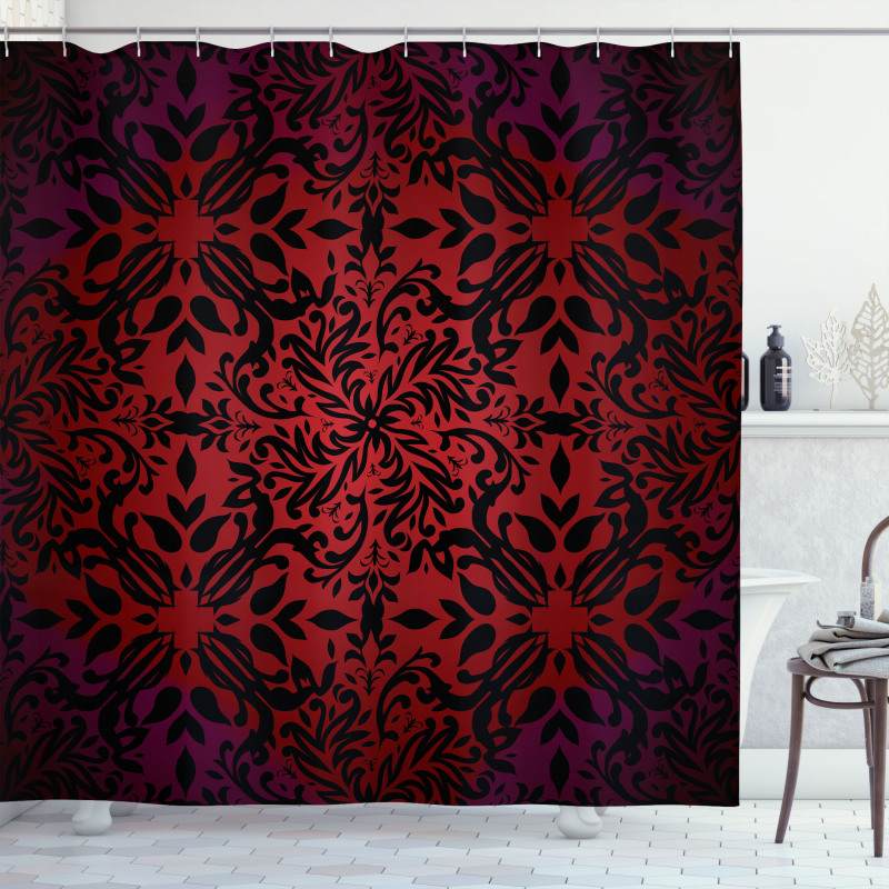 Orient Flowers Leaves Shower Curtain