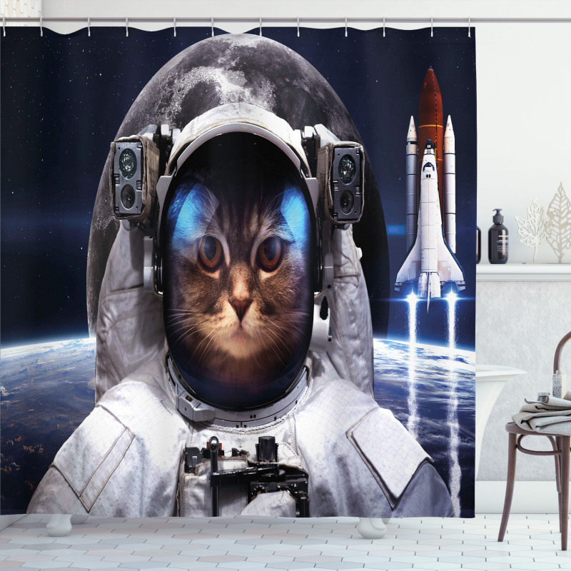 Space Traveller Pet Shower Curtain