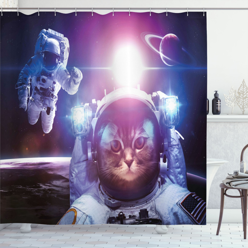 Galaxy Eclipse Saturn Shower Curtain