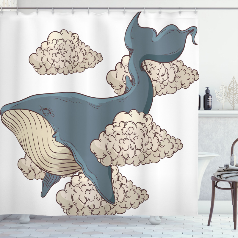 Sky Clouds Animal Fish Shower Curtain