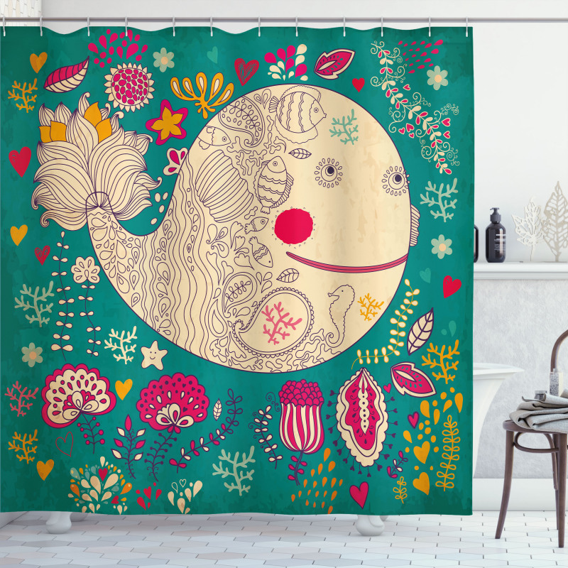 Happy Sea Giant Blooms Shower Curtain