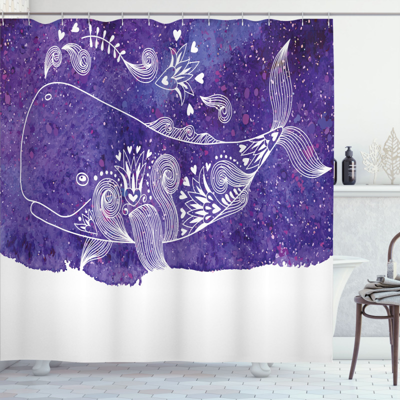 Watercolor Fish Floral Shower Curtain